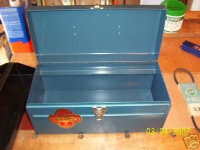 bluegrass metal tool box|Vintage metal Bluegrass double handle toolbox .